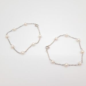 2 Matching Sterling Silver Pearl Bracelets